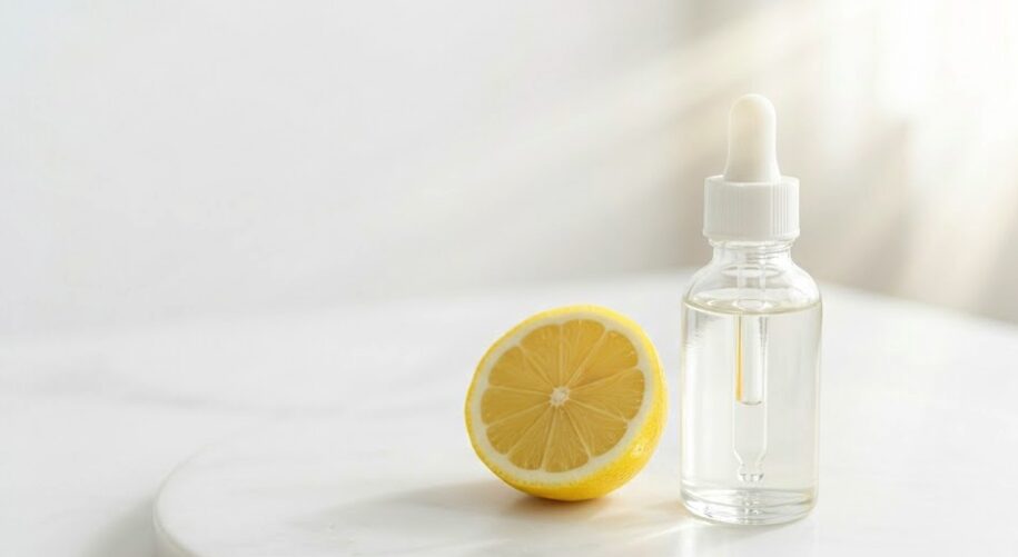 Hyperpigmentation treatments brightening serum with lemon slice