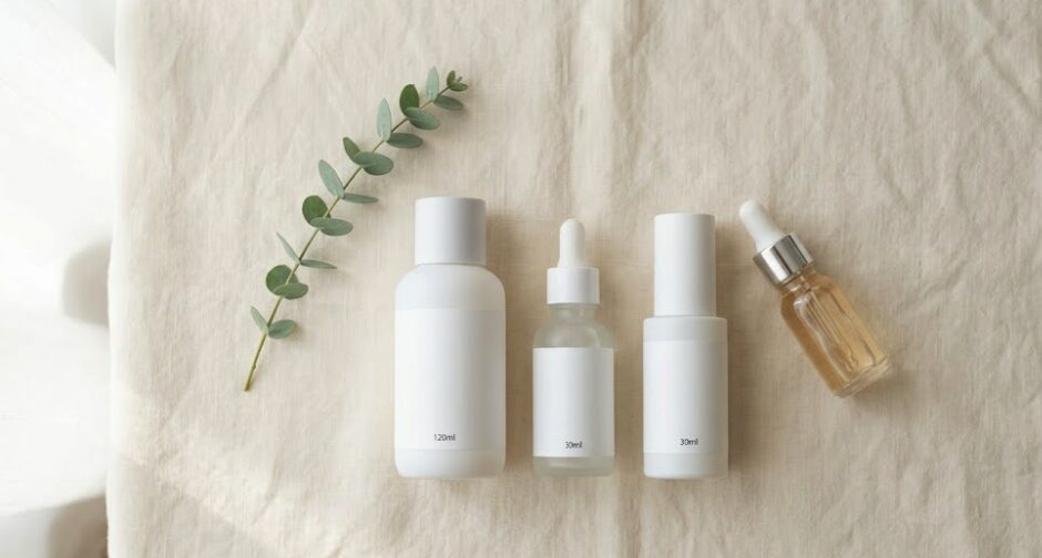 Minimalist skincare routine for sensitive skin flat lay by Purexis